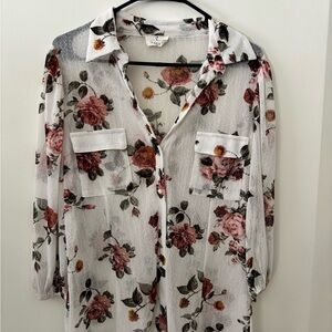 Stretchy Chic Floral Button-Up Blouse